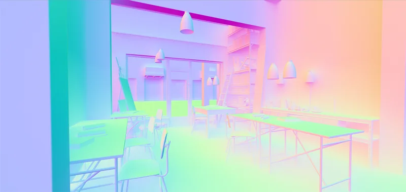 BentNormal 可视化输出（RGB 编码方向）